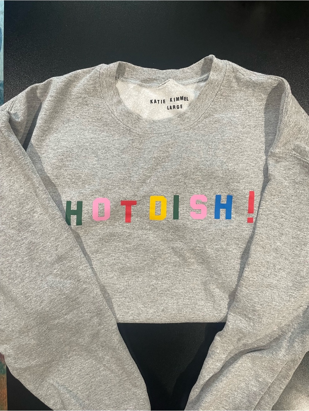 Katie Kimmel collab w/ Molly Yeh Grey Sweatshirt "HOT DISH!" Fits Size Large 🍳 🐔